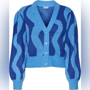 NEW WITH TAGS Noisy May, Size M, Azure Blue Dazzling Blue Swirl Cardigan
